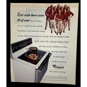 Whirlpool Stove Oven Print Ad Vintage 1994 Cleantop Cooking System Kitchen